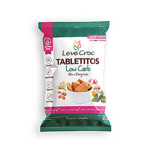 Biscoitos Tabletitos Low Carb Alho e Manjericão Sem Glúten Caixa com 6 un de 50g