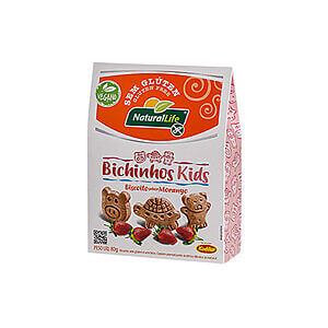 Bichinhos Kids Morango Vegano Sem Glúten 80g