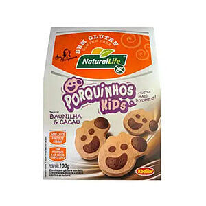 Biscoitos Porquinhos Kids Baunilha e Cacau Sem Glúten Sem Lactose 100g