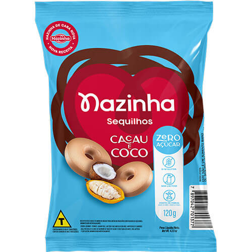 Sequilho Zero Açúcar Cacau e Coco Mais Fibras 120g